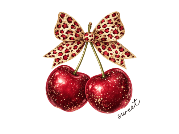 Download Leopard Bow Cherry PNG Coquette Design - Premium Resources