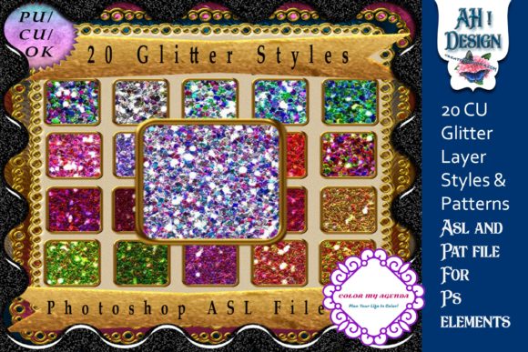 Download 20 PSE Glitter Layer Styles &amp; Patterns - Glitter Collection