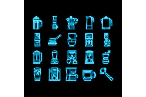 Download Coffee Make Machine and Accessory Neon - Premium Bundle