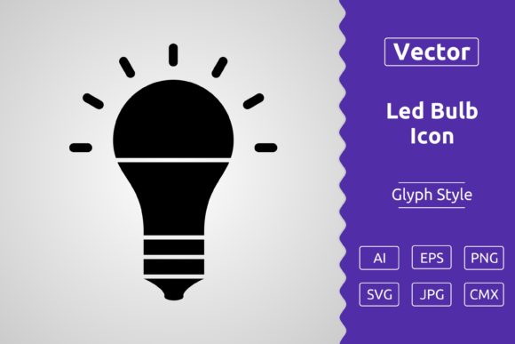 Download Vector Led Bulb Glyph Icon - Led bulb Collection