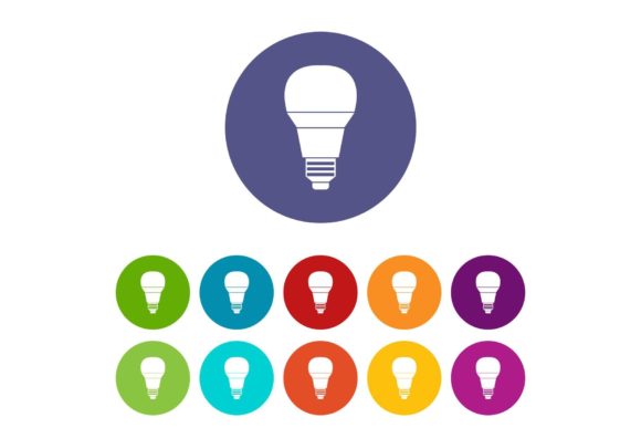 Download Glowing LED Bulb Set Icons - Premium Resources