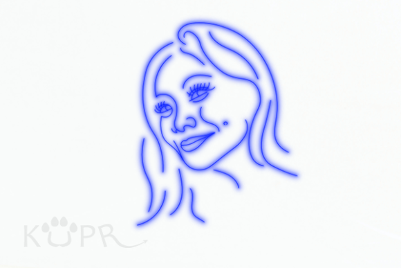 Download Girl Face in Blue As a Neon Sign - Premium Resources
