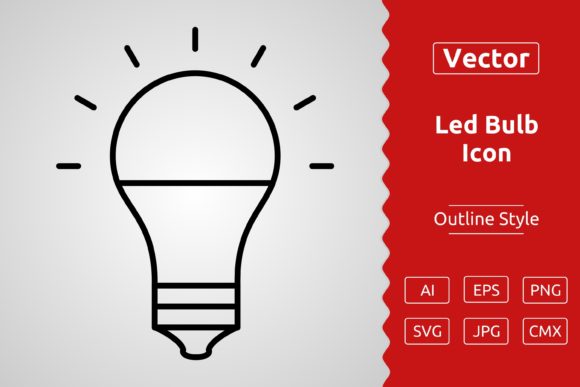 Download Vector Led Bulb Outline Icon Design - Led bulb Collection